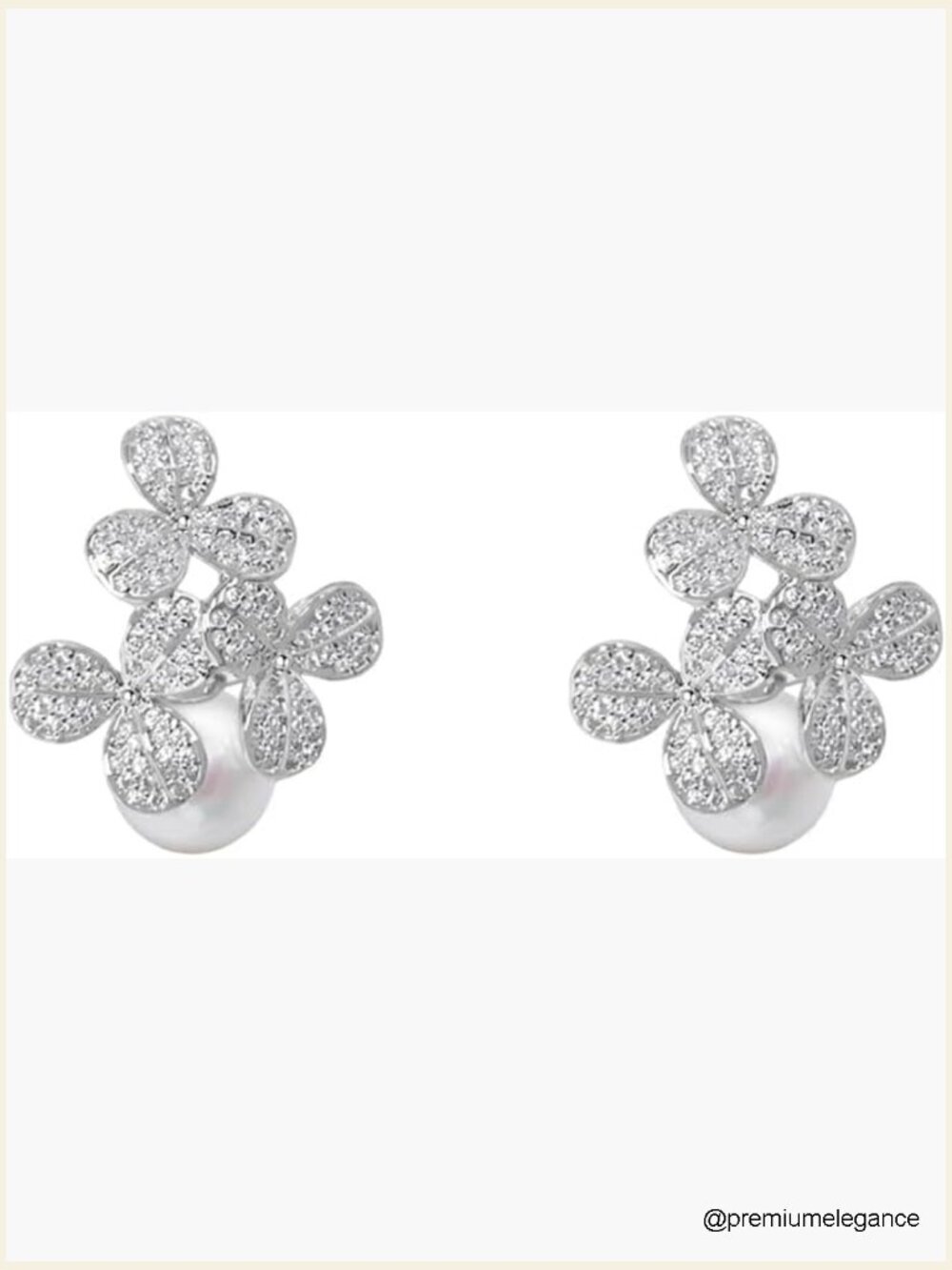 Cubic Zirconia Flower Stud Earrings Sterling Silver Post Hypoallergenic